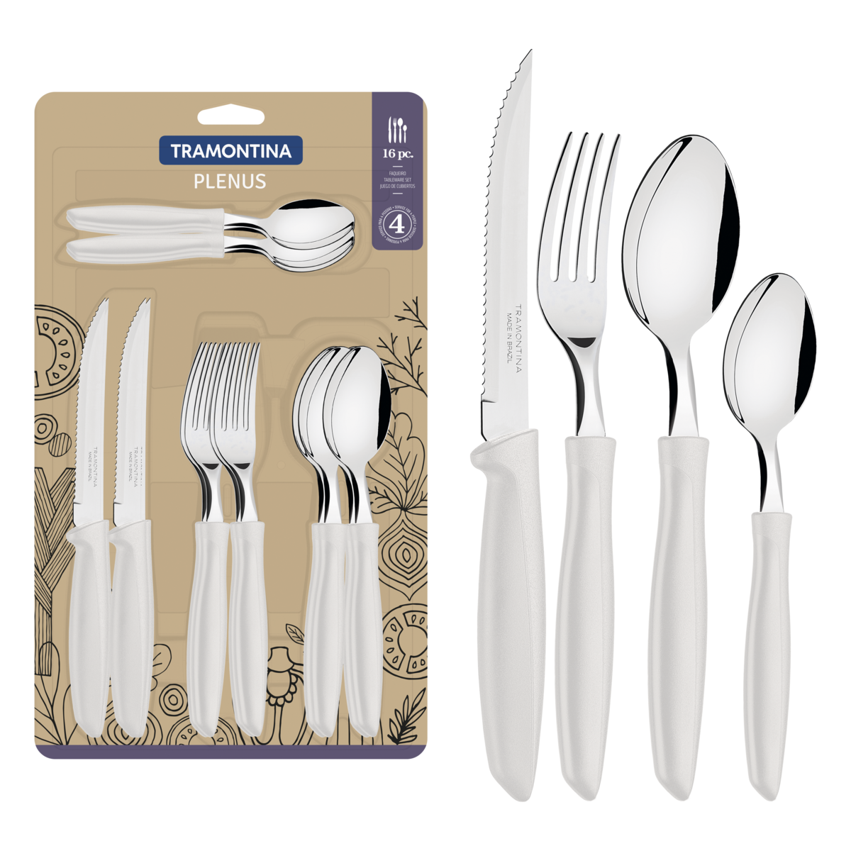 Tramontina Plenus Flatware set 16pcs (white)